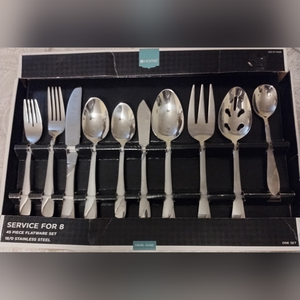 Home Dining Stainless Steel Flatware Cutlery Set, 45 Pieces